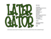 Tablet Screenshot of latergator.com